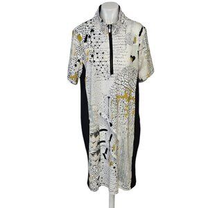 Simply Art by Dolcezza Zip Front Dress Size XL Art To Wear Stretch Short Sleeve